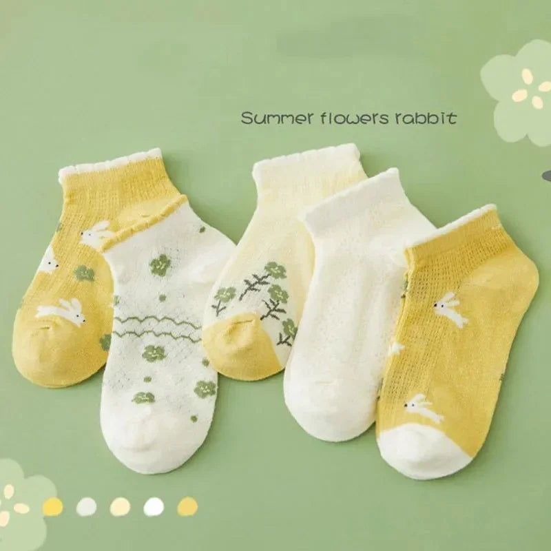 Kids Socks 5 Pairs/Lot Spring Summer Cotton Girls Socks