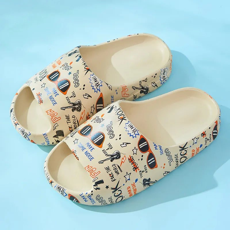 Designer Slides Summer House Thick Printed Graffiti Men Slippers Women Flip Flops Unisex Platform Shoes 2023 New Outdoor Sandals