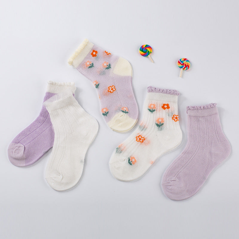 Kids Socks 5 Pairs/Lot Spring Summer Cotton Girls Socks