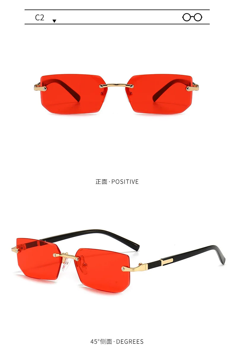 Sunglasses Rectangle Fashion Popular Women and Men Shades Small