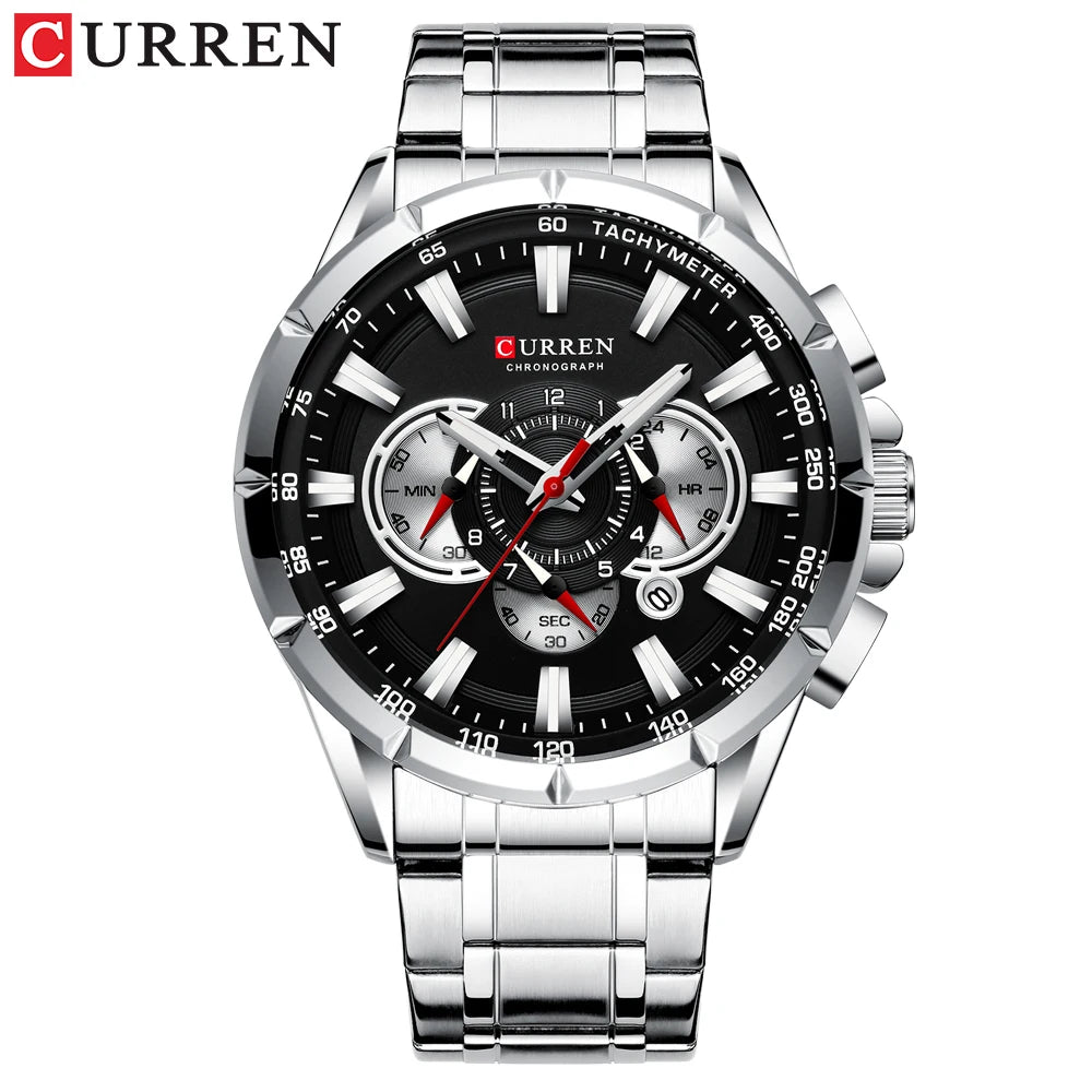 Casual Sport Chronograph Men's Watches Stainless Steel