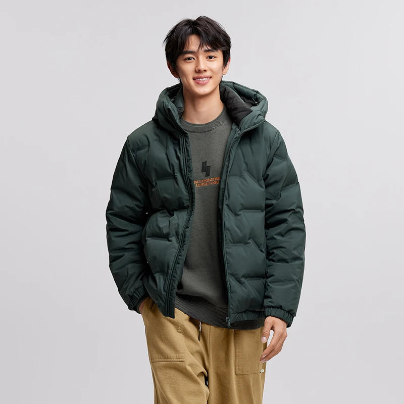 Semir Down Jacket Men 2024 New Waterproof Hooded Outerwear Winter Clothing Solid Color Versatile Direct-Injection Down Thickened