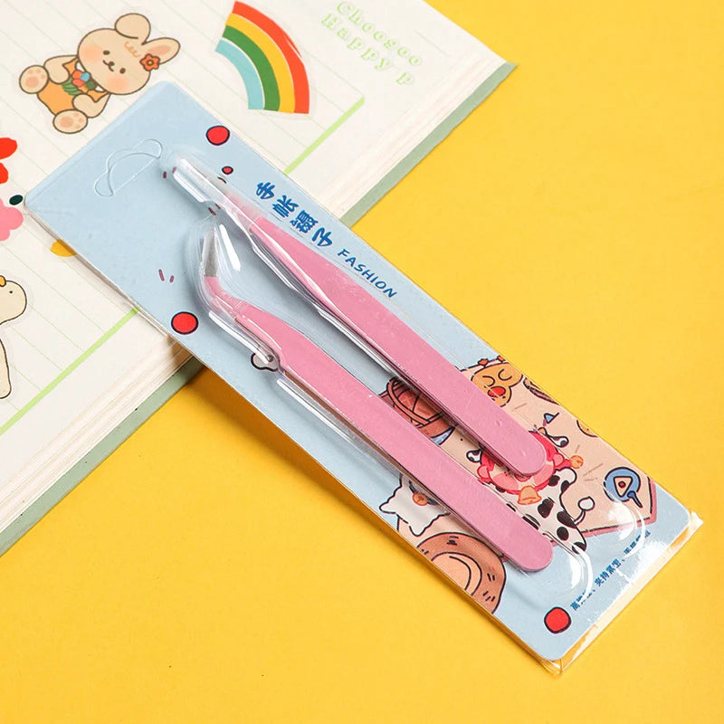 Stainless Steel Straight Curved Tweezers Colorful