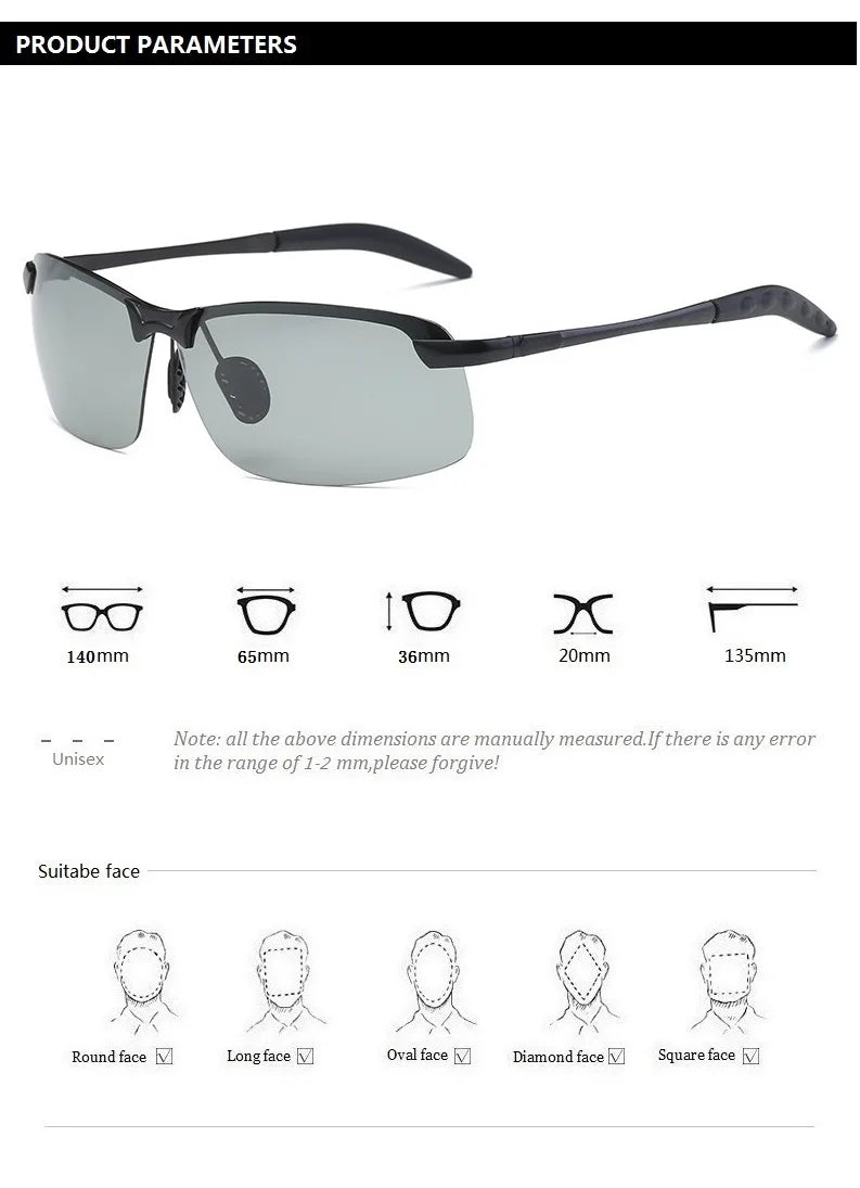 Men Photochromic Polarized Sunglasses