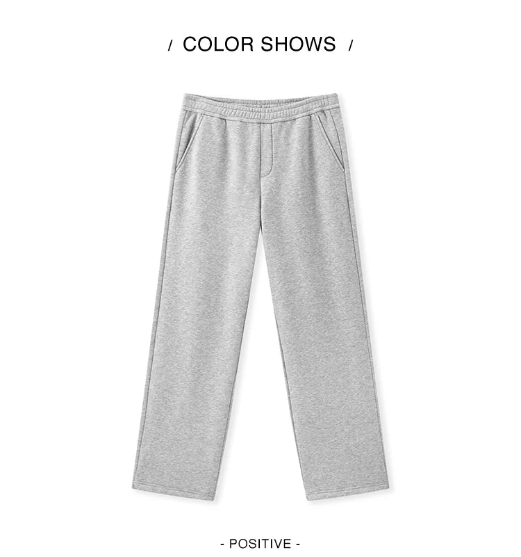Semir Pants Men Fleece Lined 2024 Winter New Thermal Bacteriostatic Solid Color Loose Elastic Waist Straight Leg Pants