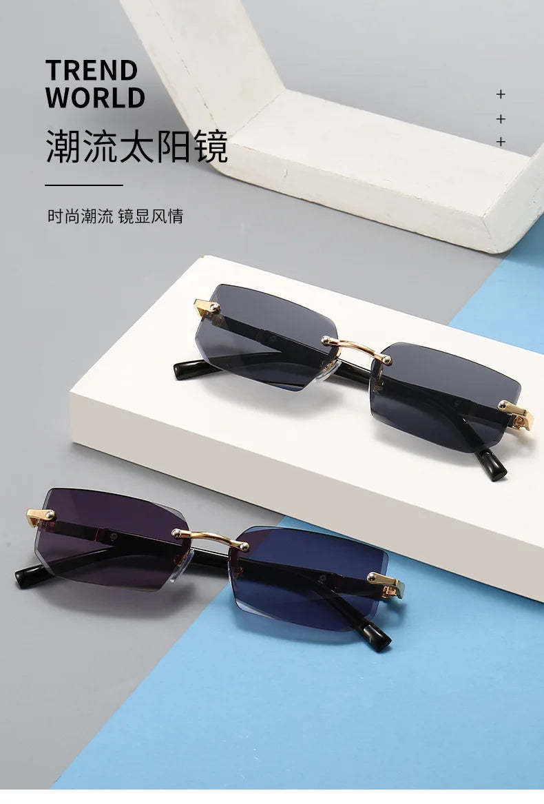 Sunglasses Rectangle Fashion Popular Women and Men Shades Small