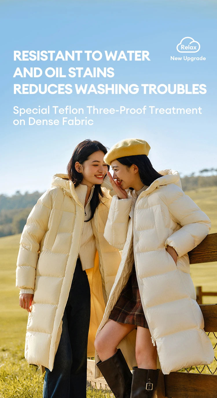 Semir Down Jacket Women Long Length Three-Proof Versatile 2024 Updated Winter New Loose Hooded Coat Simple Down Jacket
