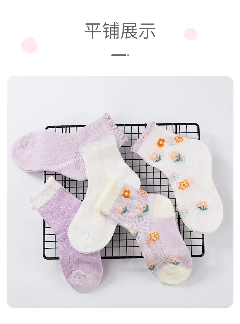 Kids Socks 5 Pairs/Lot Spring Summer Cotton Girls Socks