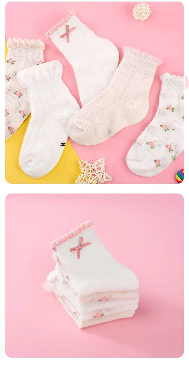 Kids Socks 5 Pairs/Lot Spring Summer Cotton Girls Socks