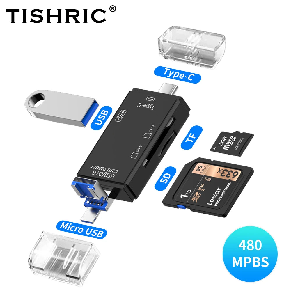 Micro USB Type C Adapter USB TF SD Card Reader USB-C Memory