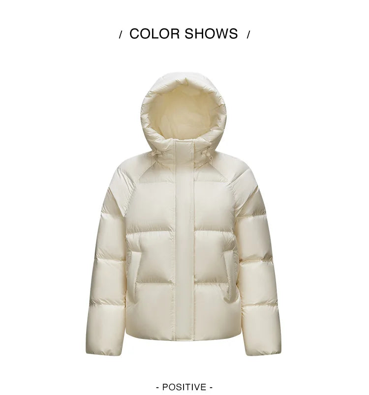Semir Down Jacket Women Solid Color Loose Versatile 2024 Winter New Three-Proof Hooded Puffer Coat Down Jacket