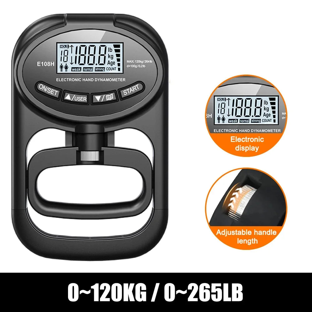 265 Lbs Digital Hand Dynamometer Grips Strength Trainer Electronic