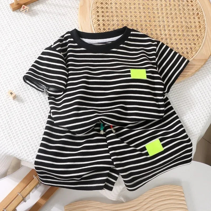 2Pcs Fashion Children Short Sleeve Shorts Sets Summer