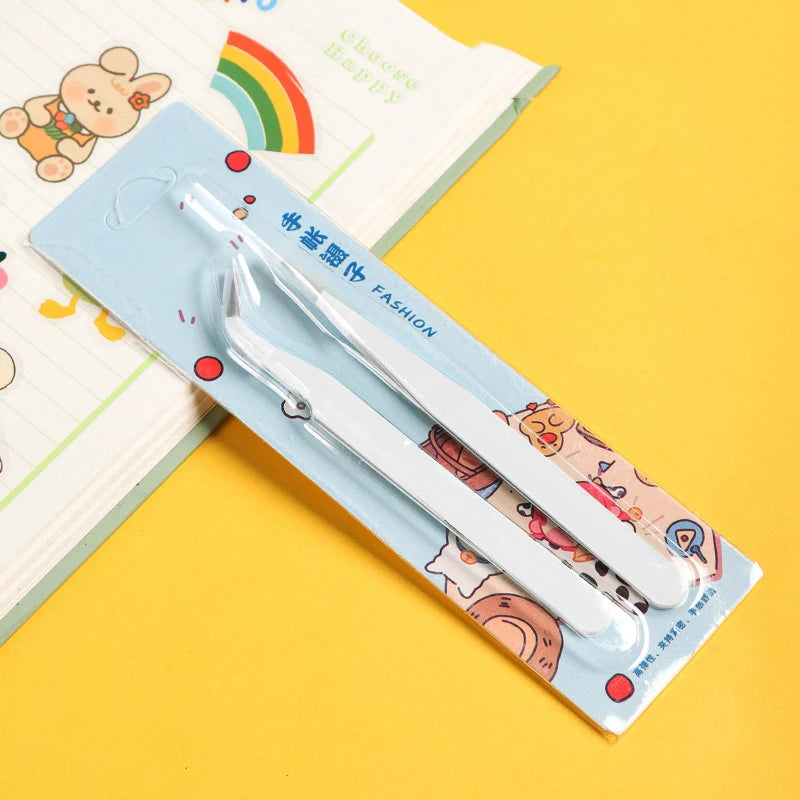 Stainless Steel Straight Curved Tweezers Colorful