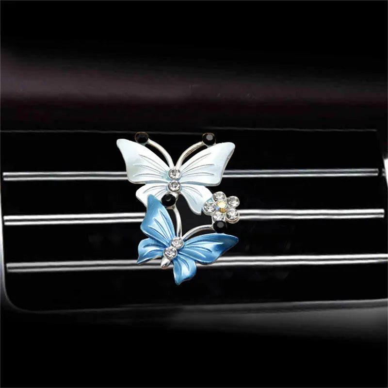 Car Air Outlet Perfume Clip Exquisite Diamond-studded Butterfly Air Conditioning Air Outlet Jewelry Goddess Car AromatherapyClip