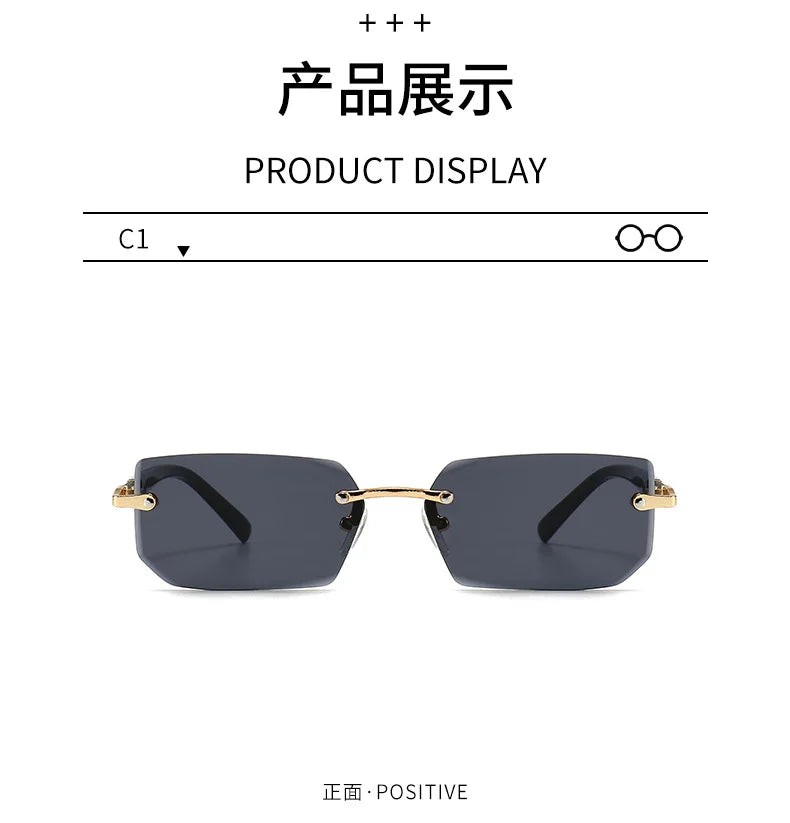 Sunglasses Rectangle Fashion Popular Women and Men Shades Small