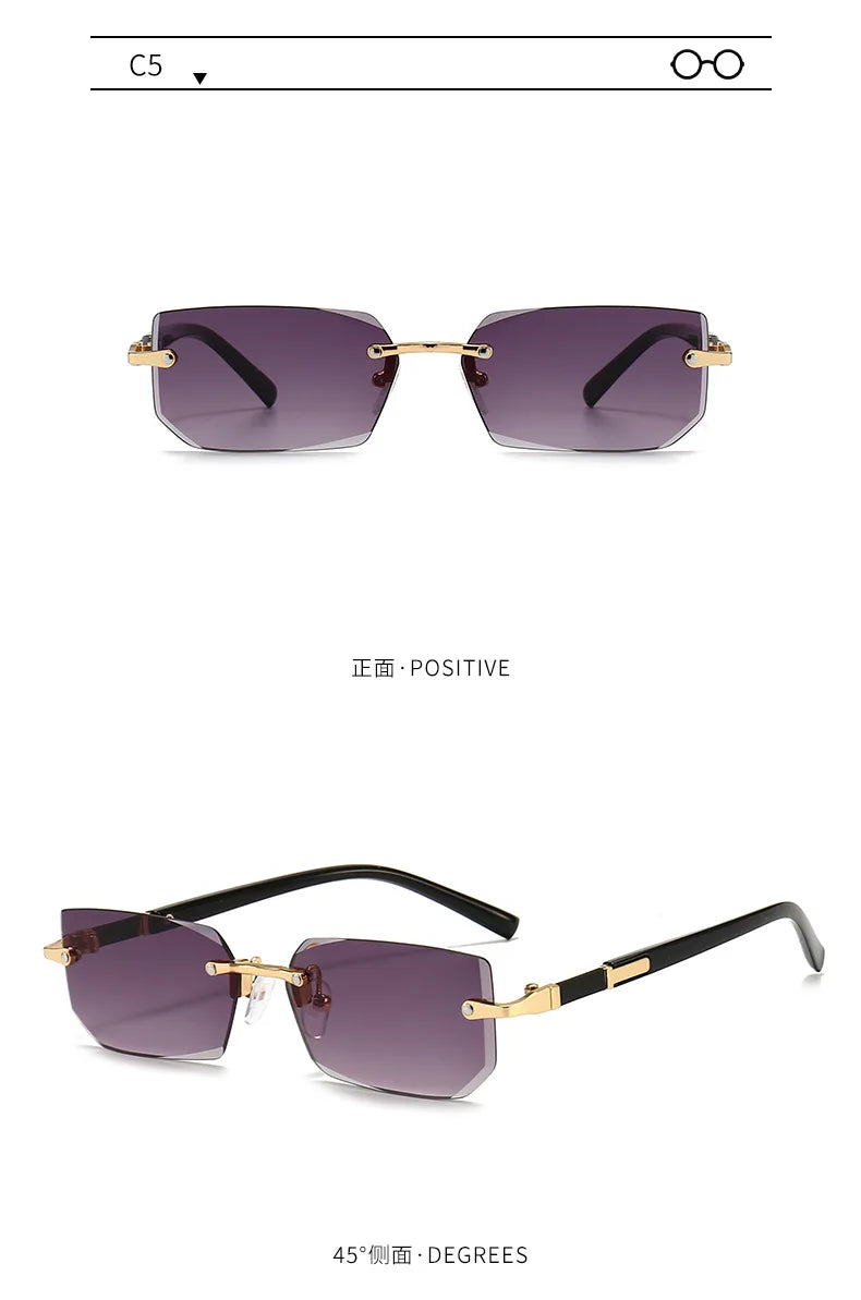 Sunglasses Rectangle Fashion Popular Women and Men Shades Small