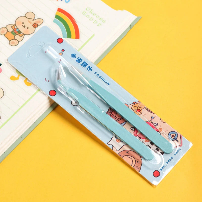Stainless Steel Straight Curved Tweezers Colorful