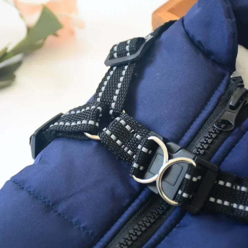 Pet Dog Jacket With Harness Winter Warm Dog Clothes For Labrador Waterproof Small Dog Coat Chihuahua French Bulldog Outfits