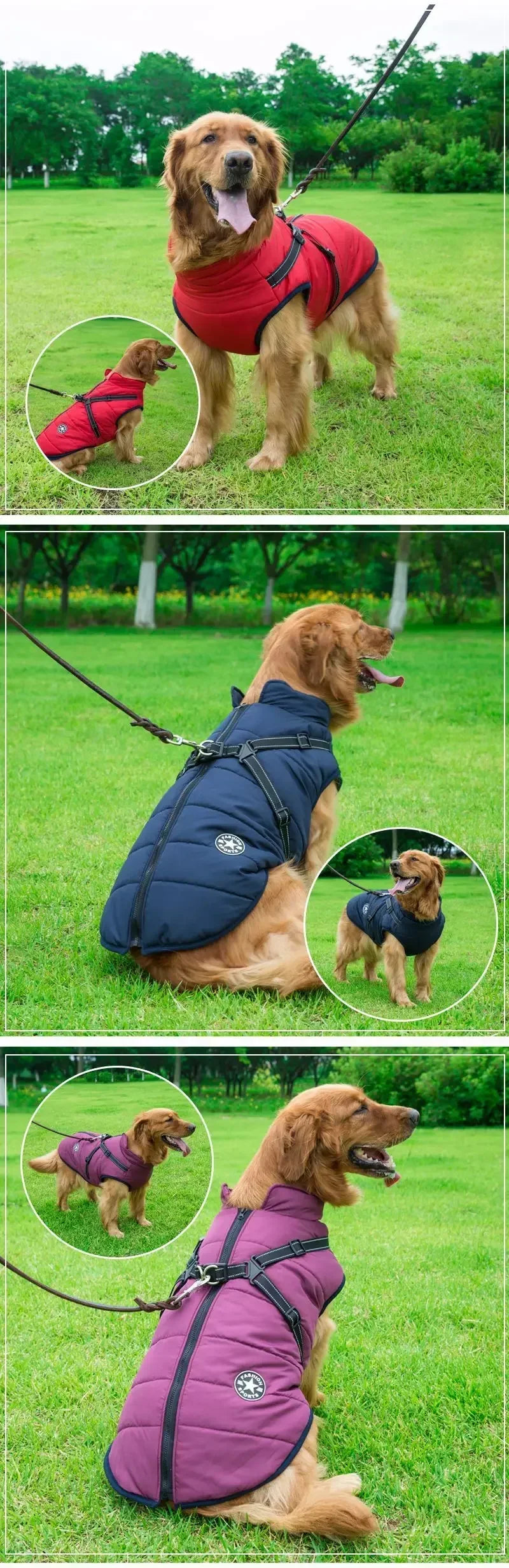 Pet Dog Jacket With Harness Winter Warm Dog Clothes For Labrador Waterproof Small Dog Coat Chihuahua French Bulldog Outfits