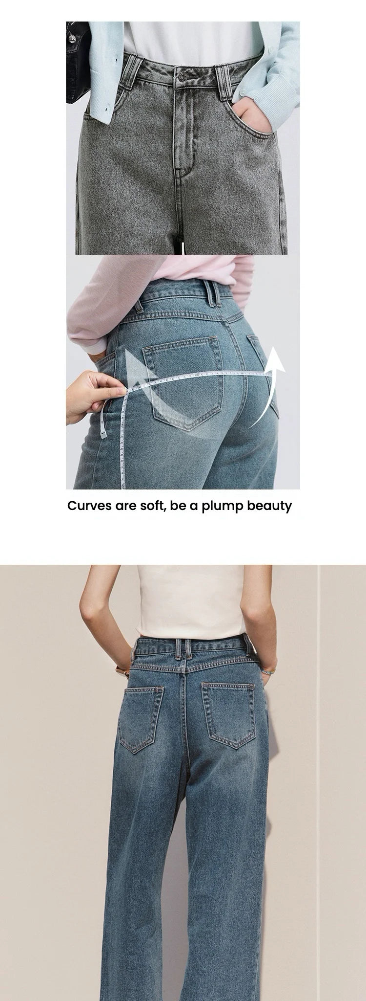 Semir Jeans Women 2024 New Winter Style with Fleece-Lined Floor-Length Trousers Hong Kong Style Wide-Leg Trousers