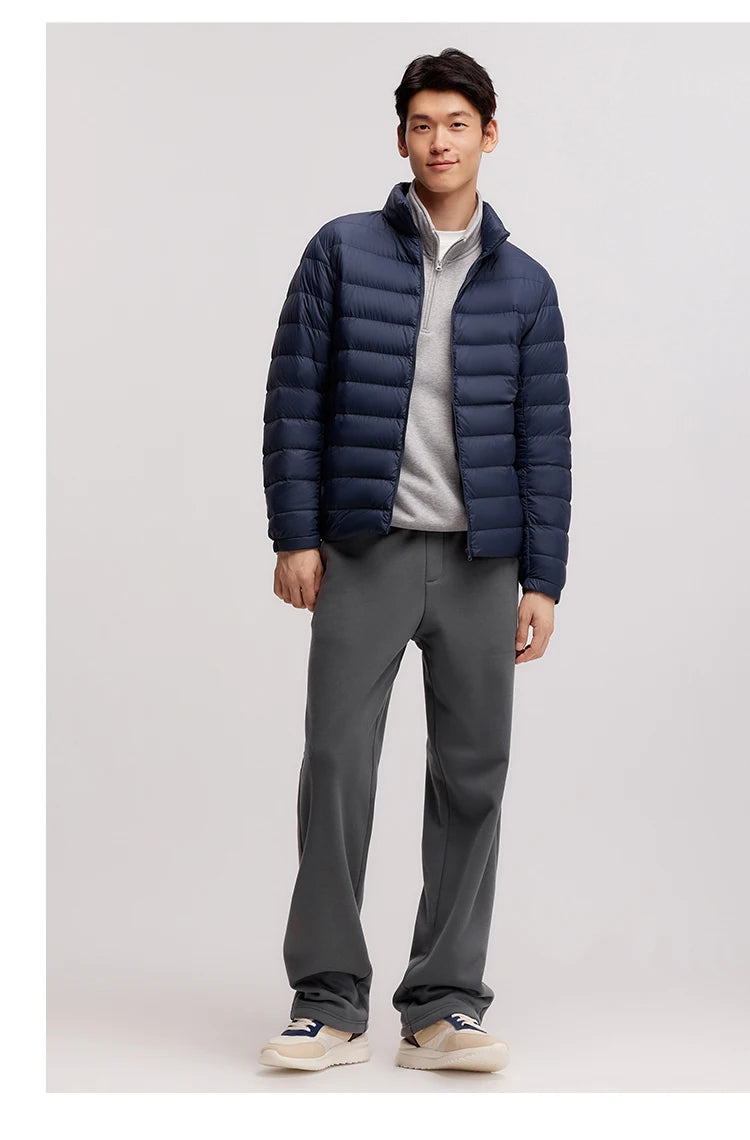 Semir Pants Men Fleece Lined 2024 Winter New Thermal Bacteriostatic Solid Color Loose Elastic Waist Straight Leg Pants