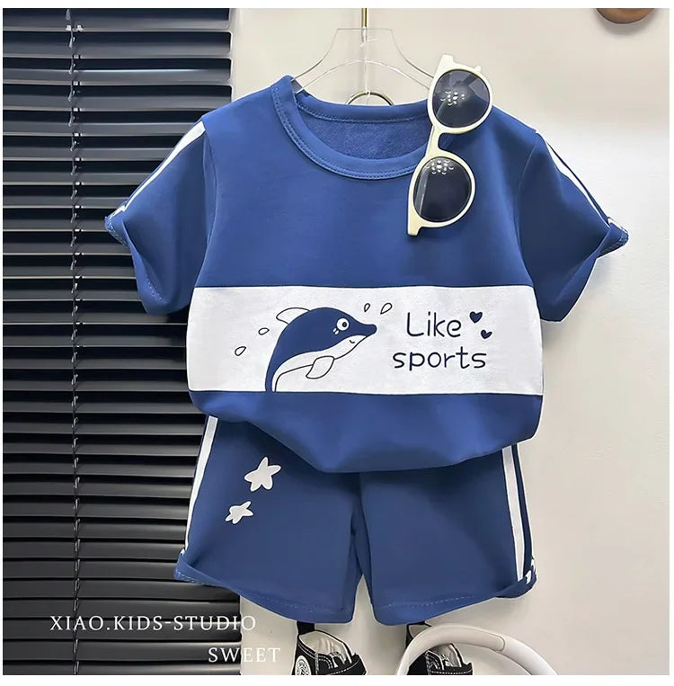Kids Short Sleeve Suit Striped Girls & Boys