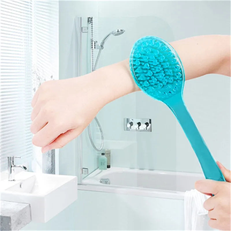 1Pc Long Handle Bath Brush Soft Hair Bath Brush Back Ball Brush Bathroom Body Brushes Mud Back Scrubber Shower Massage Brushes