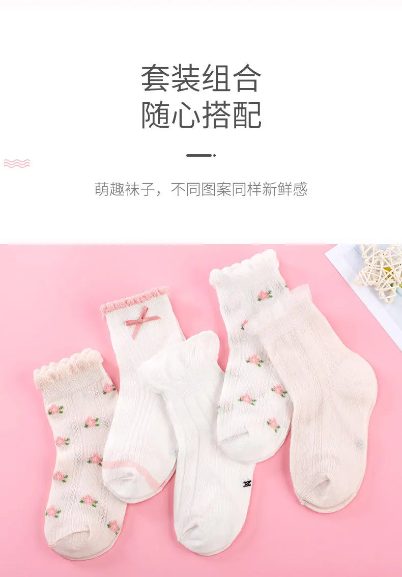 Kids Socks 5 Pairs/Lot Spring Summer Cotton Girls Socks