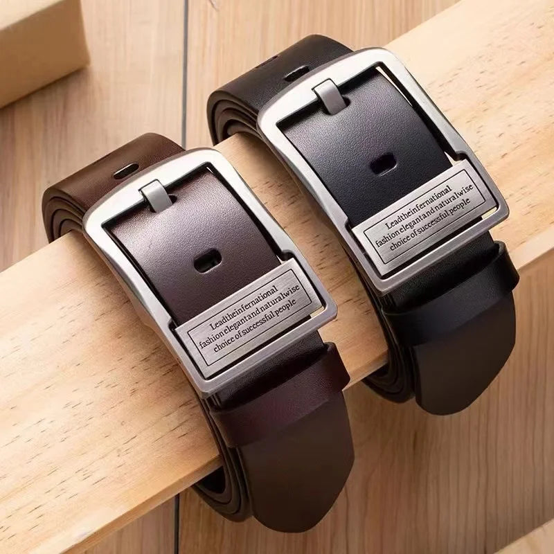 Leather Men's Belt Fashion Metal Alloy