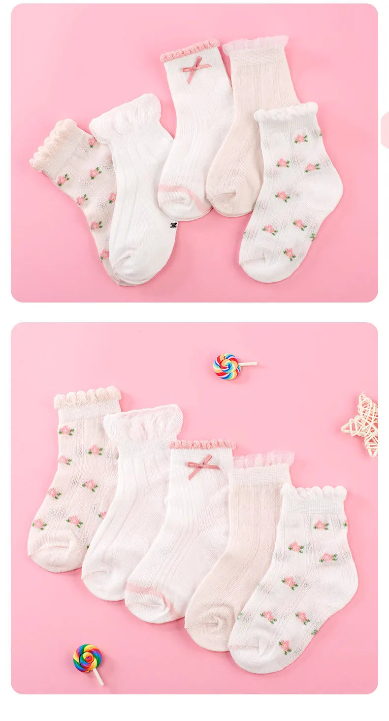 Kids Socks 5 Pairs/Lot Spring Summer Cotton Girls Socks