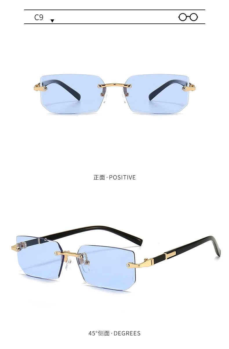 Sunglasses Rectangle Fashion Popular Women and Men Shades Small