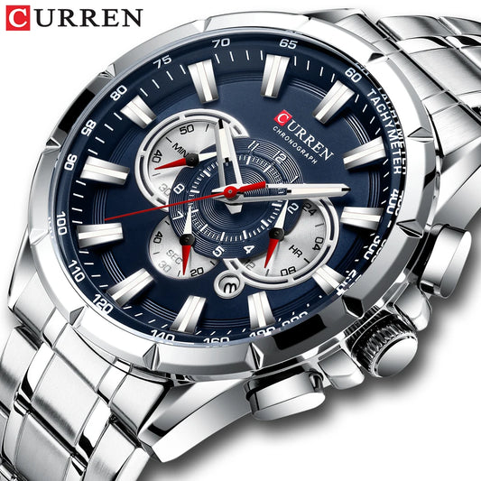 Casual Sport Chronograph Men's Watches Stainless Steel