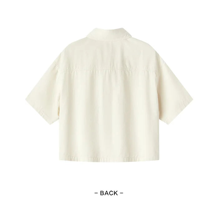 Semir Women Blouse 2024 Summer Short Blouse With Small Collar Loose Fit And Vintage-Inspired Design Shirt Female
