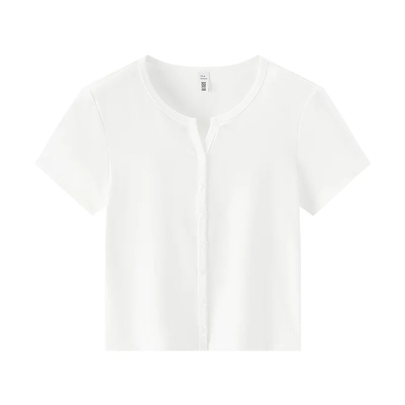 Semir Short Sleeve T-Shirt Women Cropped Petite-Friendly Elegant 2025 New Summer Embroidered Slim Fit Cardigan Versatile