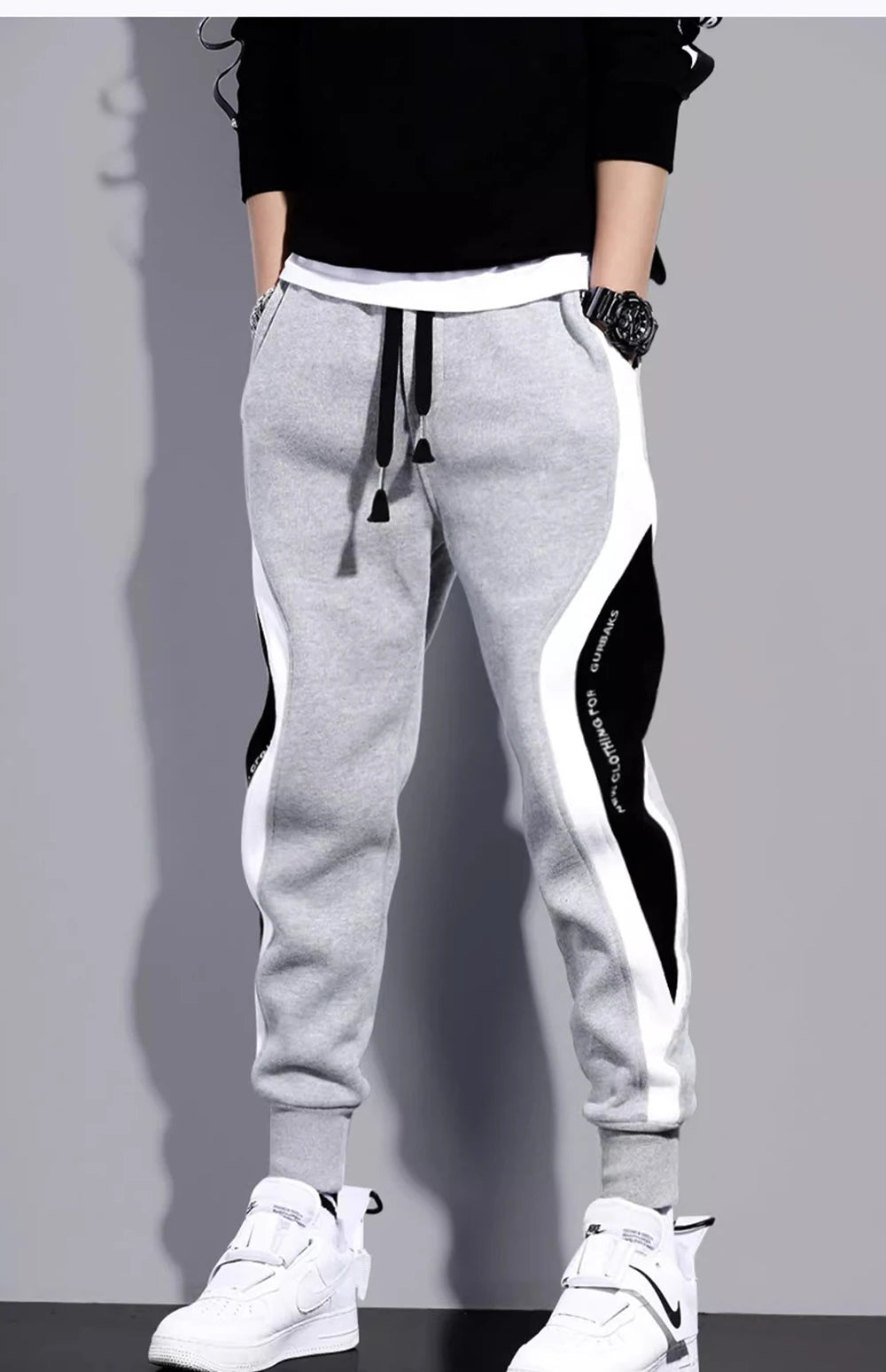 Spring Autumn Men's Sports Pants Male Loose Fitting Leggings Patchwork Running Training Casual Pants Fashion Outfit Trousers