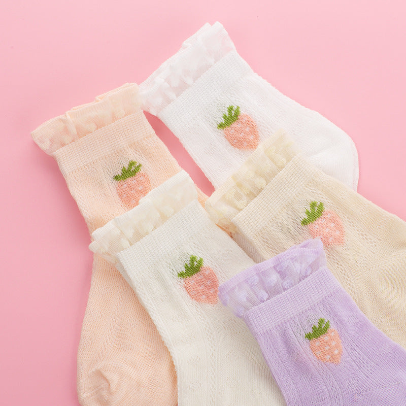 Kids Socks 5 Pairs/Lot Spring Summer Cotton Girls Socks