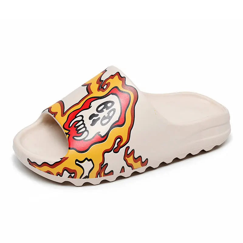Designer Slides Summer House Thick Printed Graffiti Men Slippers Women Flip Flops Unisex Platform Shoes 2023 New Outdoor Sandals