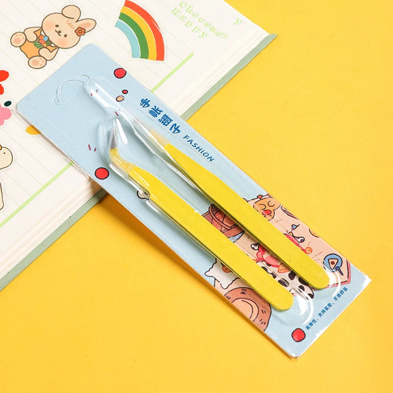 Stainless Steel Straight Curved Tweezers Colorful