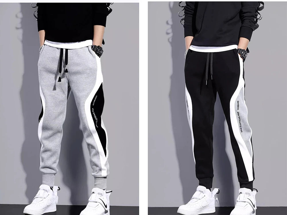 Spring Autumn Men's Sports Pants Male Loose Fitting Leggings Patchwork Running Training Casual Pants Fashion Outfit Trousers