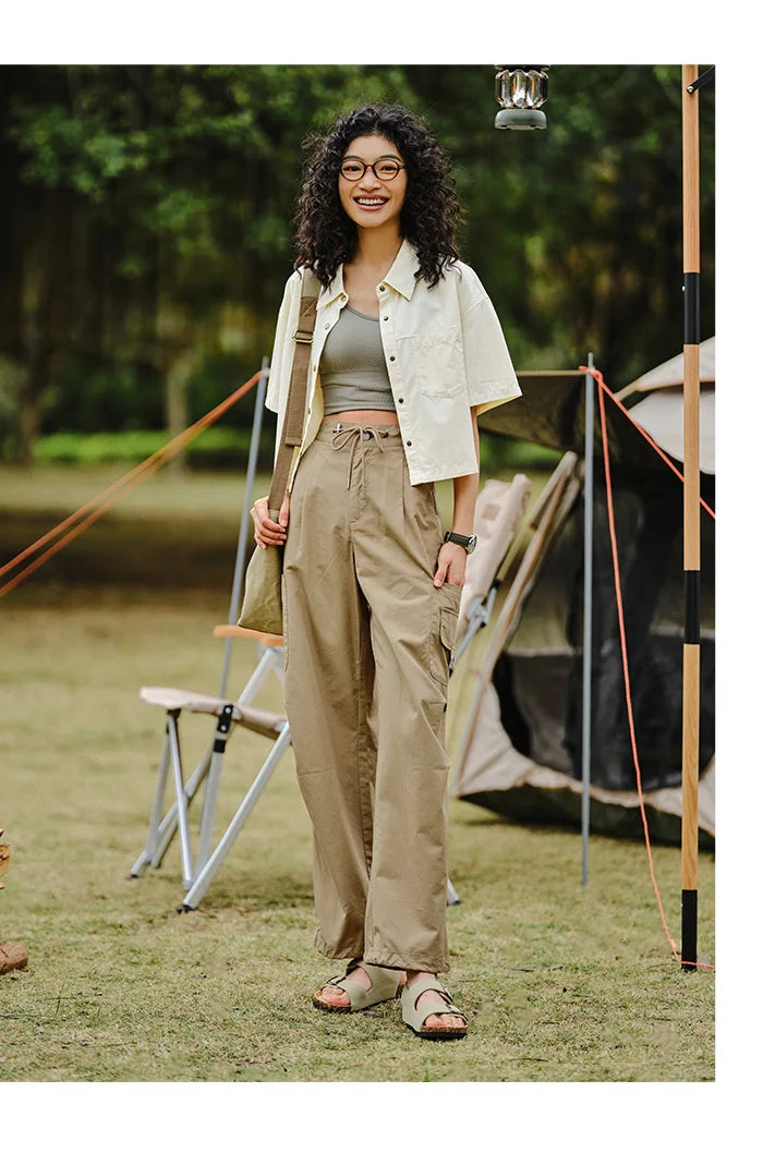 Semir Women Blouse 2024 Summer Short Blouse With Small Collar Loose Fit And Vintage-Inspired Design Shirt Female