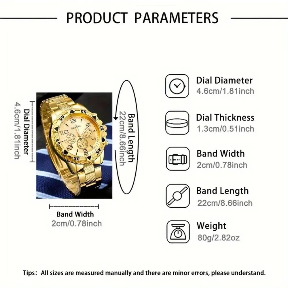 2pcs/set Men Business Watches Fashion Arabic Dial Steel