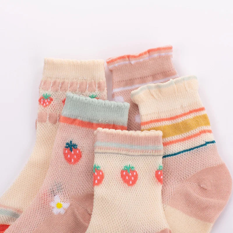 Kids Socks 5 Pairs/Lot Spring Summer Cotton Girls Socks