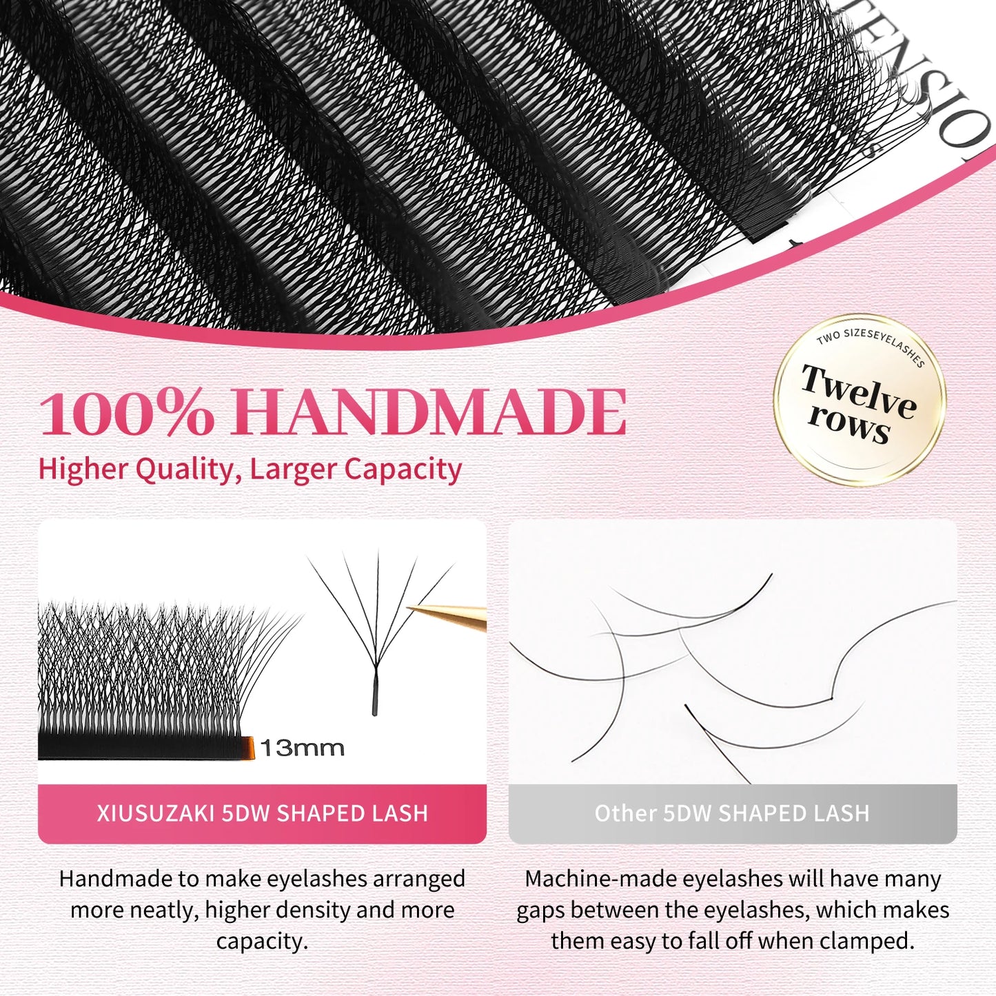 5D W Lashes Black Premade Fans