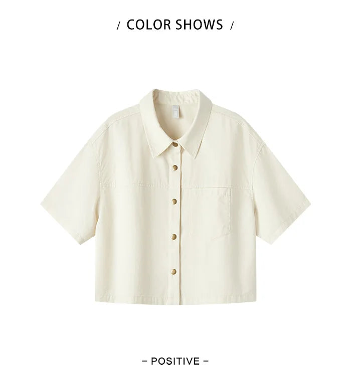 Semir Women Blouse 2024 Summer Short Blouse With Small Collar Loose Fit And Vintage-Inspired Design Shirt Female