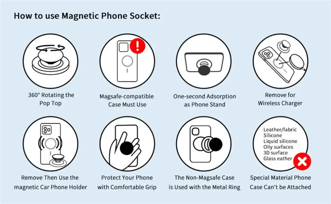 Magnetic Safe Ring Finger Expanding Stand Folding Mobile Phone Grip Holder Socket Pocket Support for iPhone Mac Samsung Xiaomi