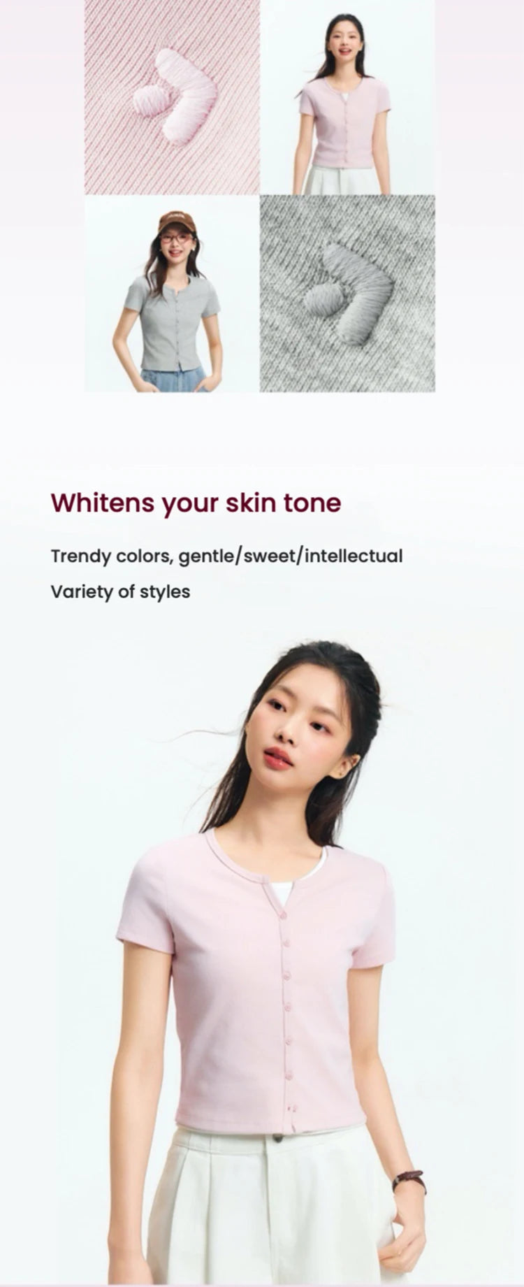 Semir Short Sleeve T-Shirt Women Cropped Petite-Friendly Elegant 2025 New Summer Embroidered Slim Fit Cardigan Versatile
