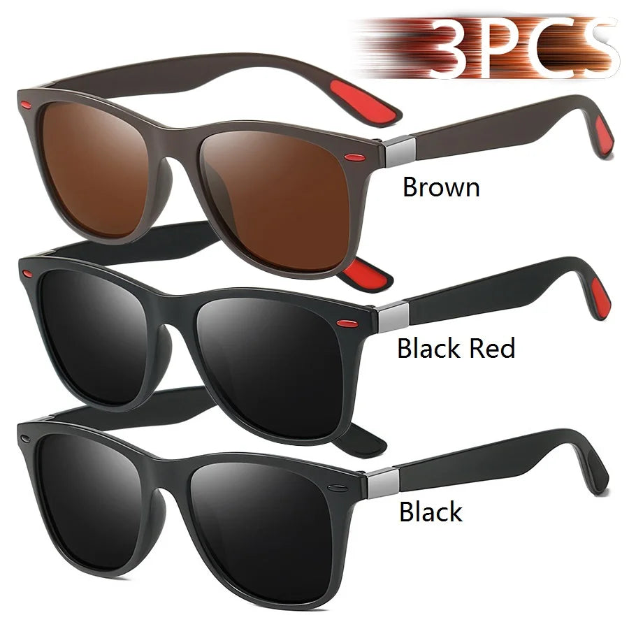 3 Pieces Fashion Unisex Vintage Square Sunglasses