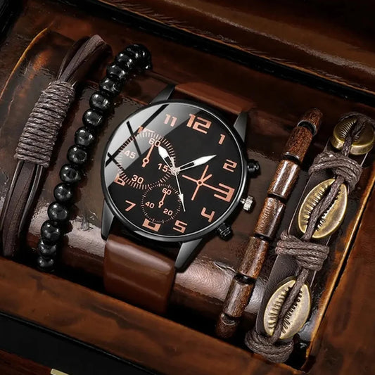 5PCS Set Fashion Men Sports Bracelet Watches For Men
